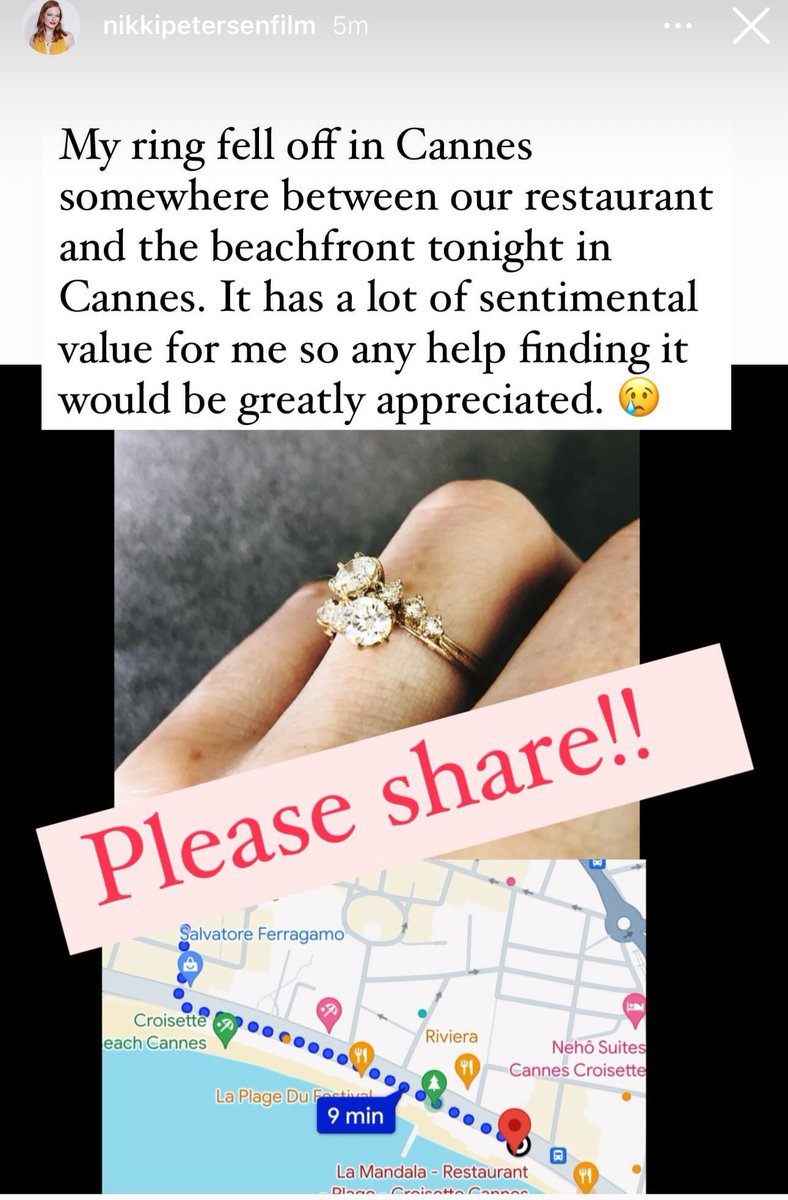 Wife lost her engagement ring in #cannes2024 She’s devastated. Please share in case someone found it 🙏