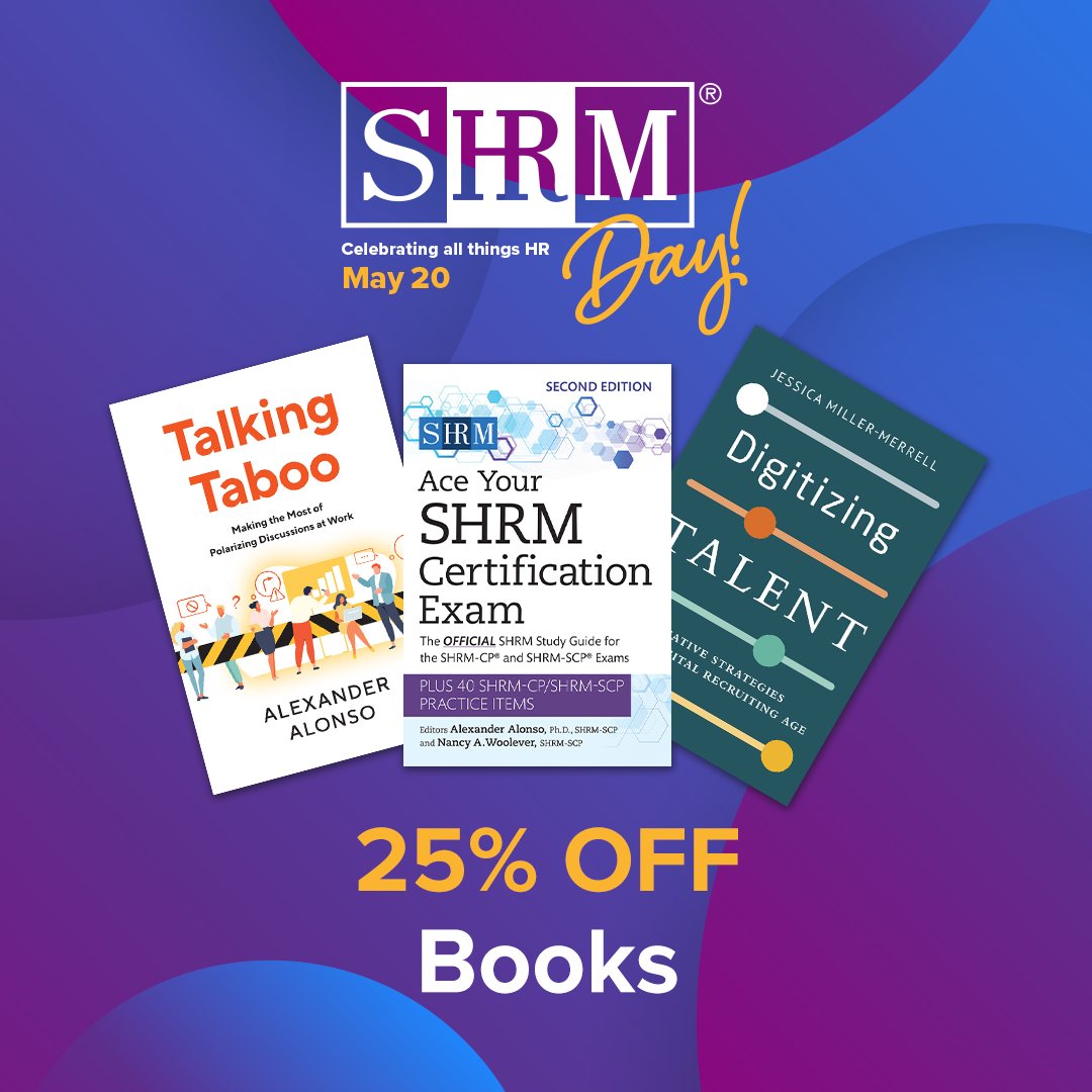 Mark your calendars for May 20! SHRM Members, get ready to enjoy 25% off as we celebrate #SHRMDay! Elevate your skills and resources! shrm.co/ga8adz