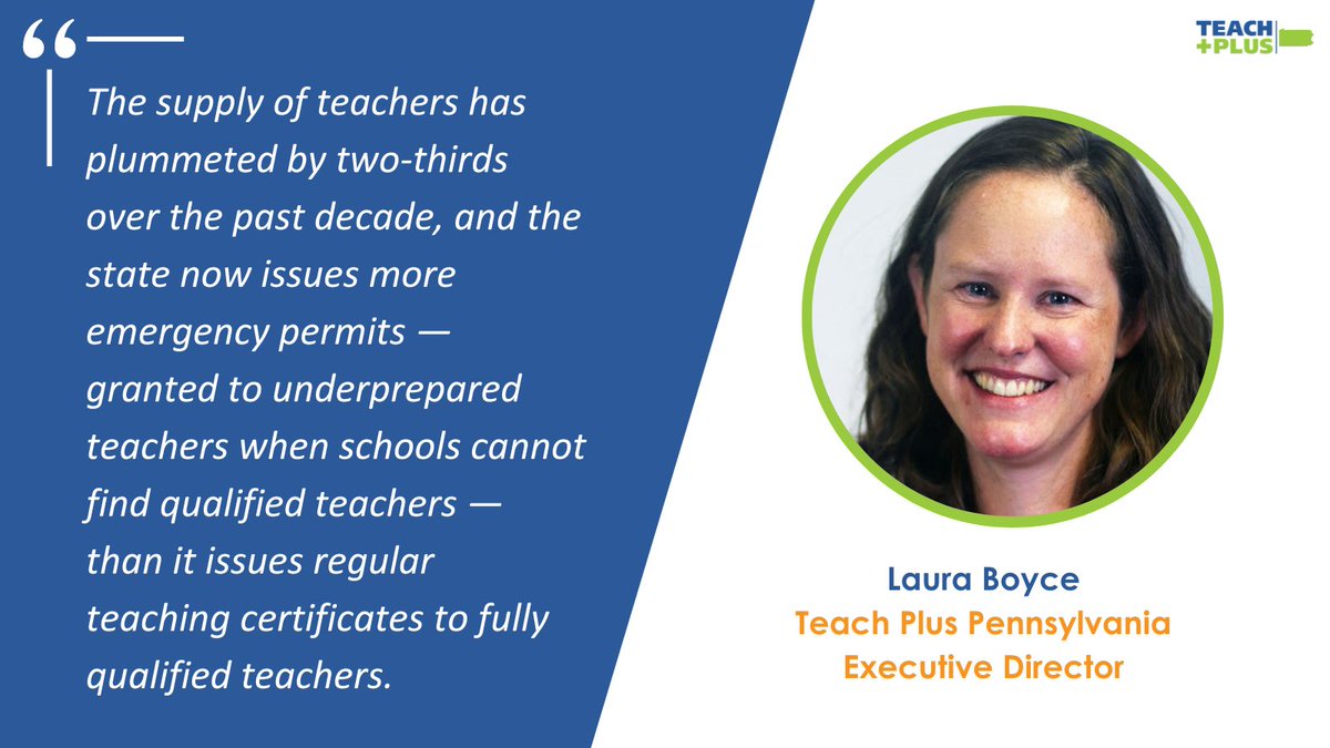 Laura Boyce, Executive Director of Teach Plus PA, quoted an article about student teacher stipends and a recent report on teacher shortages from Teach Plus and #PANeedsTeachers. Click Here to read the full article: ncnewsonline.com/news/local_new…