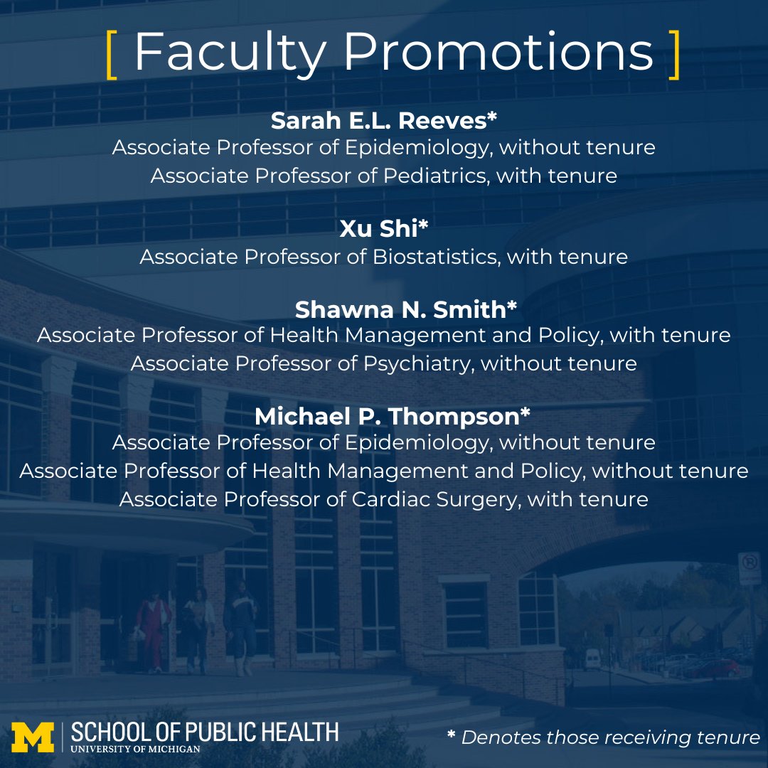 Congratulations to our amazing faculty members approved for promotion today during the @UMich Board of Regents meeting! 🎉 We're glad to have each and every one of you and look forward to how you'll continue to make the world a healthier, more equitable place for all.