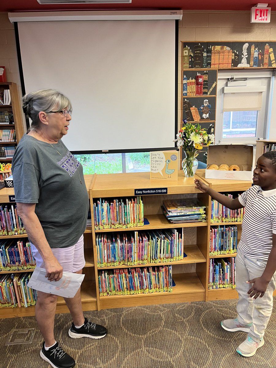 McNeillAdmirals's tweet photo. Admirals sure will miss Miss. Patsy, McNeill's beloved bus driver of 17 years! 🚌 Students surprised her with a signed copy of 'Don't Let the Pigeon Drive the Bus.' Congratulations on a well-deserved retirement! #WeLoveYouMissPatsy https://t.co/eSeWJHRMOa