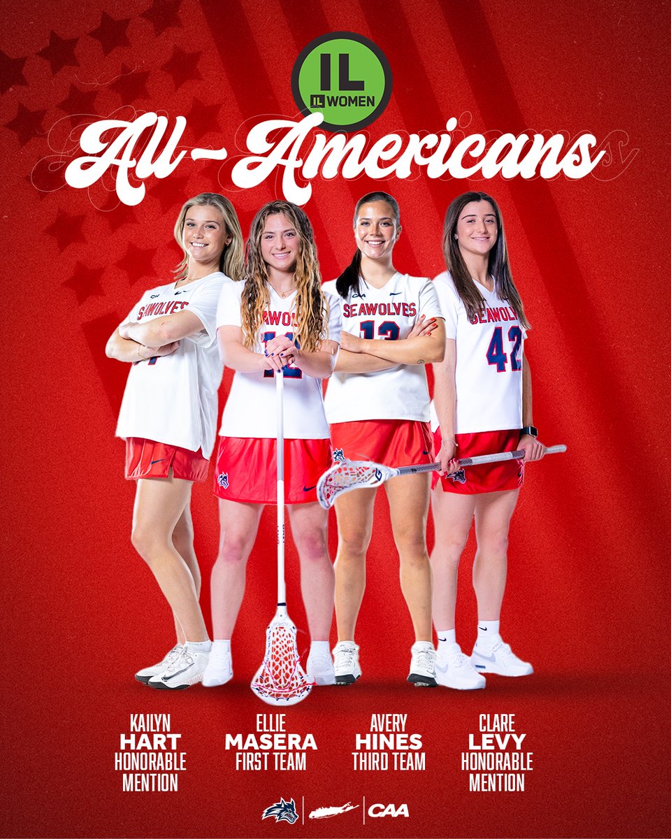 𝗔𝗟𝗟-𝗔𝗠𝗘𝗥𝗜𝗖𝗔𝗡𝗦 🇺🇸 Congratulations to our 4⃣ @ILWomen All-Americans! 📰: bit.ly/3QMFYt7 🌊🐺 x #NCAALAX