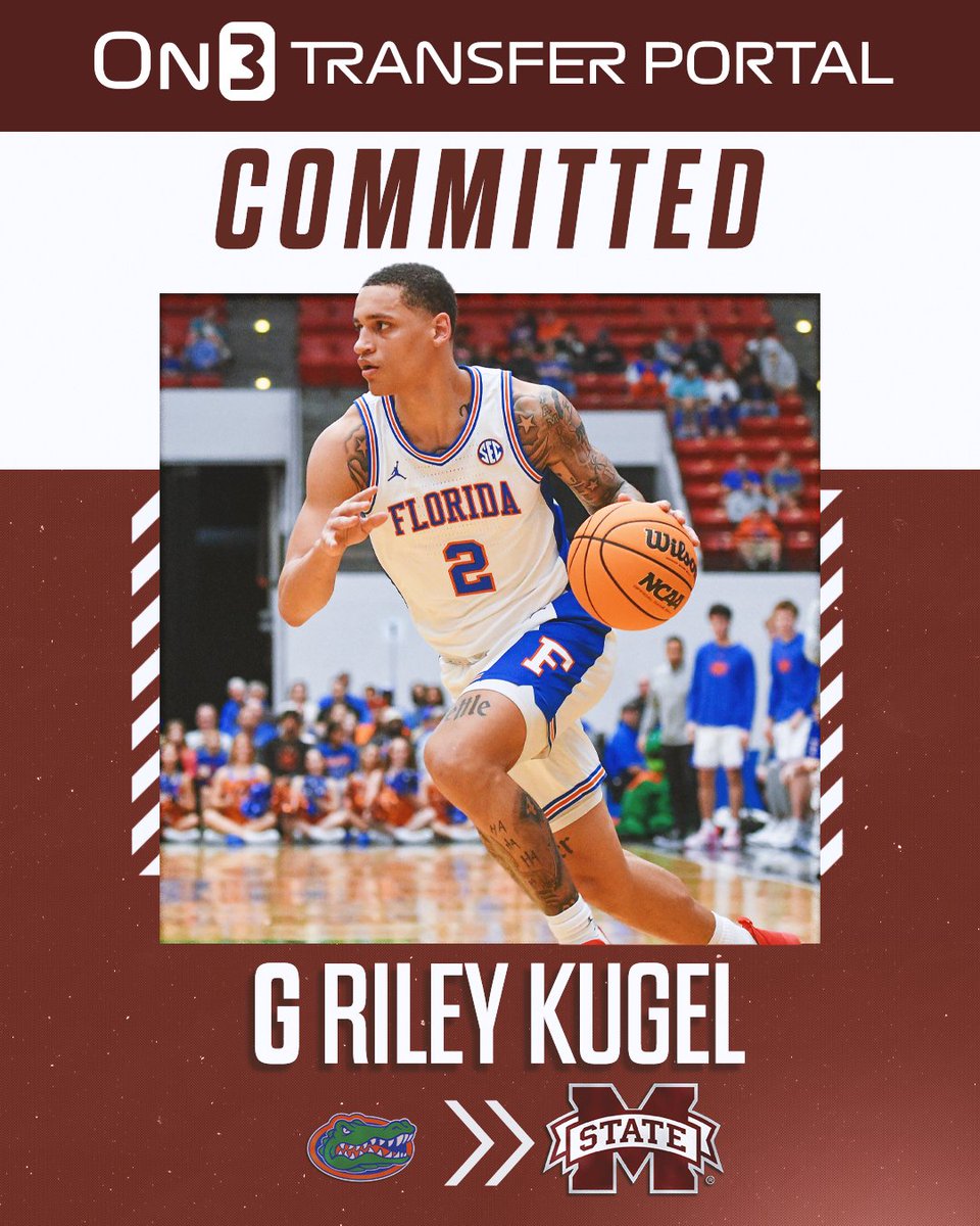NEWS: Florida SG transfer Riley Kugel has committed to Mississippi State. Kugel averaged 9.2 PPG during the 2023-24 season. on3.com/transfer-porta…