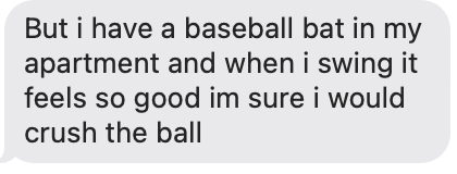 CespedesBBQ's tweet photo. Chillin' and playin drums guy is a doctor now and based upon this text he just sent me we're beating the Twins by 50 https://t.co/GaKkKl5mpp
