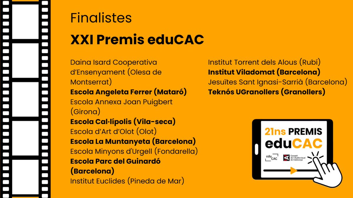 📣 Ja tenim els finalistes dels #21nsPremiseduCAC 🎉 🏆 Moltíssimes felicitats a tots els projectes, ho celebrem el 29 de maig al Teatre Municipal de Girona 👏 Als qui no heu estat seleccionats, us agraïm la participació 🫶 i esperem veure-us a la pròxima edició! ✨