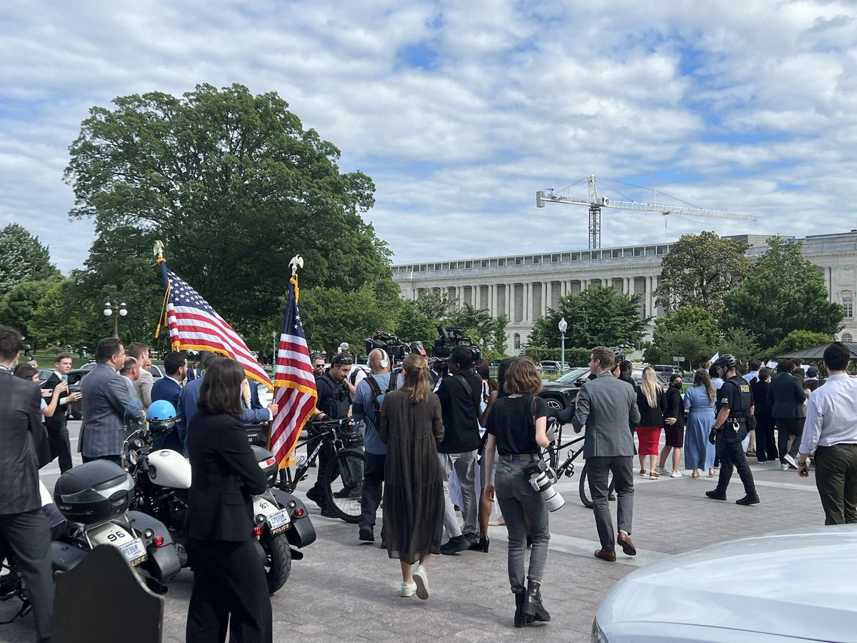 Hill staffers were taking part in a pro ceasefire protest A group of House Republicans from New York held up American flags in response