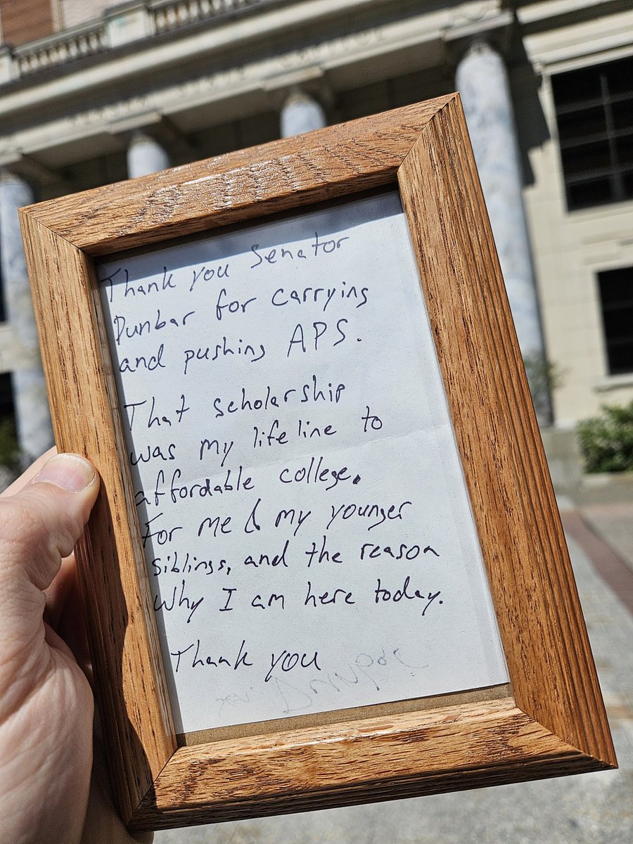A senate page handed me this note last night. I'm not actually sure which of the pages wrote it.

I framed it this morning.

Whether you're a staffer or an elected official, and I've been both, this is why we do the work that we do. #akleg