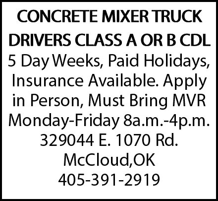 Drive into a New Career! Give our Friends a call 405-391-2919
#smalltownoklahoma #oklahomaowned #serviceprofessionals #smallbusiness #shopperswork #TheRightChoice #printedinoklahoma #classifiedswork #Classifieds #shoppers #hiring #cdldriverswanted