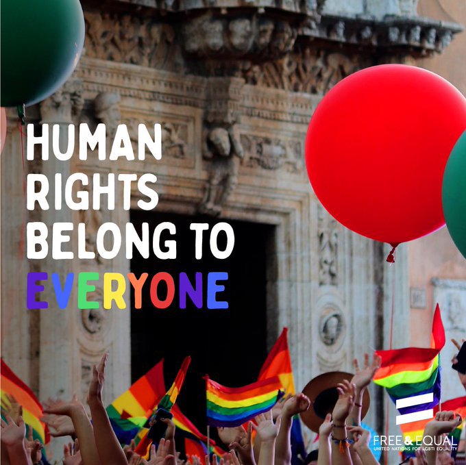 Human rights are for everyone —no matter who you are or whom you love. ❤️🧡💛💚💙💜

Friday is the International Day against Homophobia, Transphobia & Biphobia. unfe.org/en/know-the-fa… #IDAHOBIT via UN @free_equal