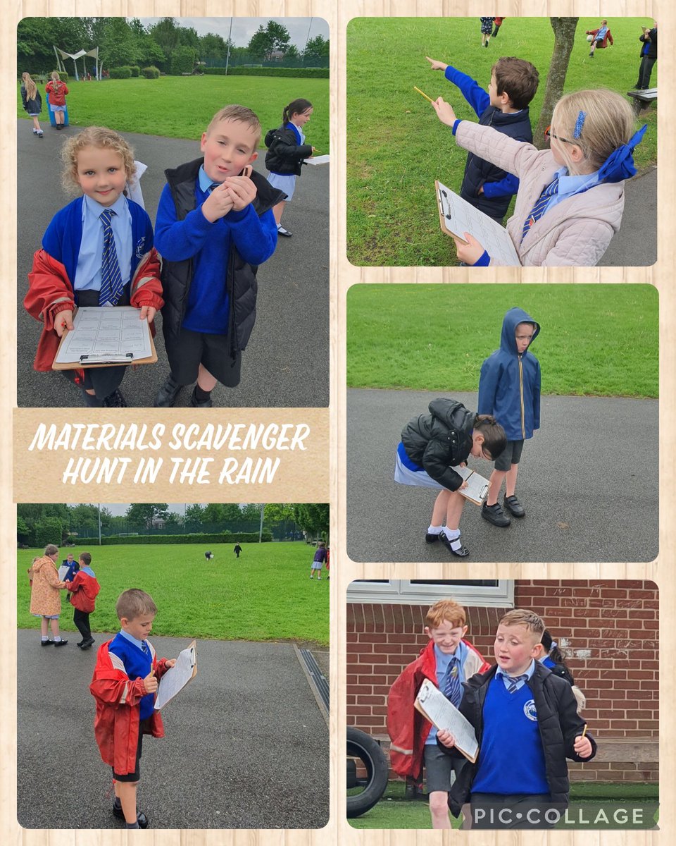 3RH went on a materials scavenger hunt this afternoon 🕵, we had a great time running around searching for items on our list,the rain didn't dampen our fun! 🤗 ☔️🌧 @OutdoorClassUKI @We_Are_CAS #primaryscience