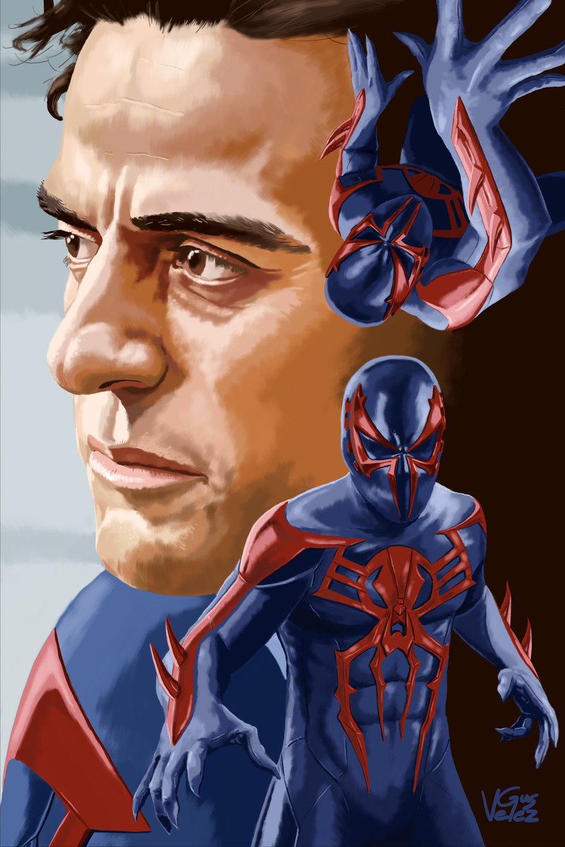 Throwback sketch and digital painting of #OscarIsaac as #MiguelOHara. #Spiderverse #ThrowbackThursday #Spiderman2099 #fanart