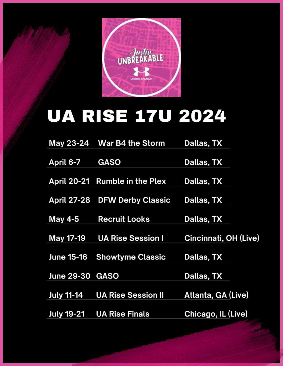 Updated Summer AAU Schedule