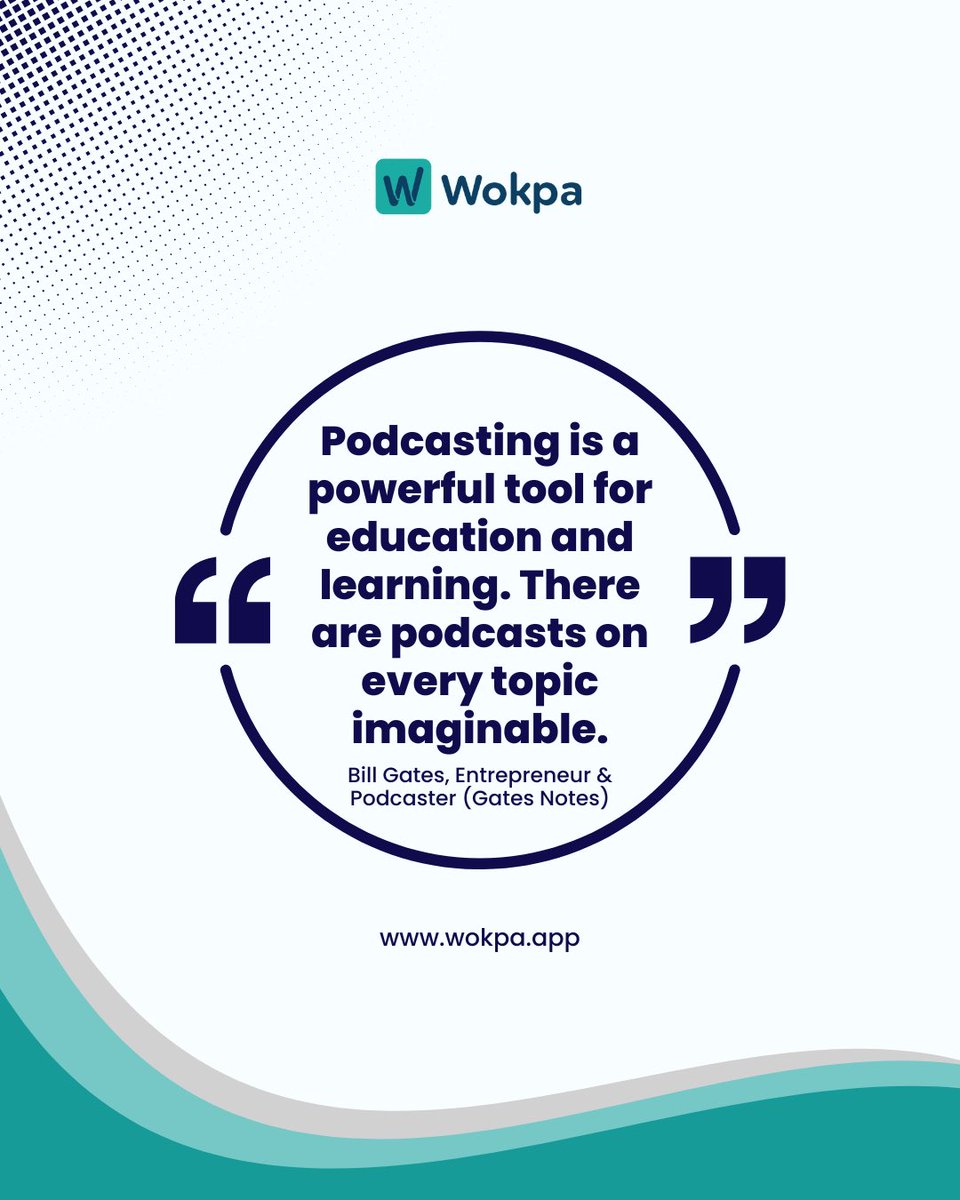Level up your learning with podcasts!  Bill Gates himself says it’s a powerful tool for education. Dive into any topic imaginable - history, science, business, you name it!  

#podcastlearning #gatesquotes #podcastlife #podcasting #podcast #quotes #getwokpa