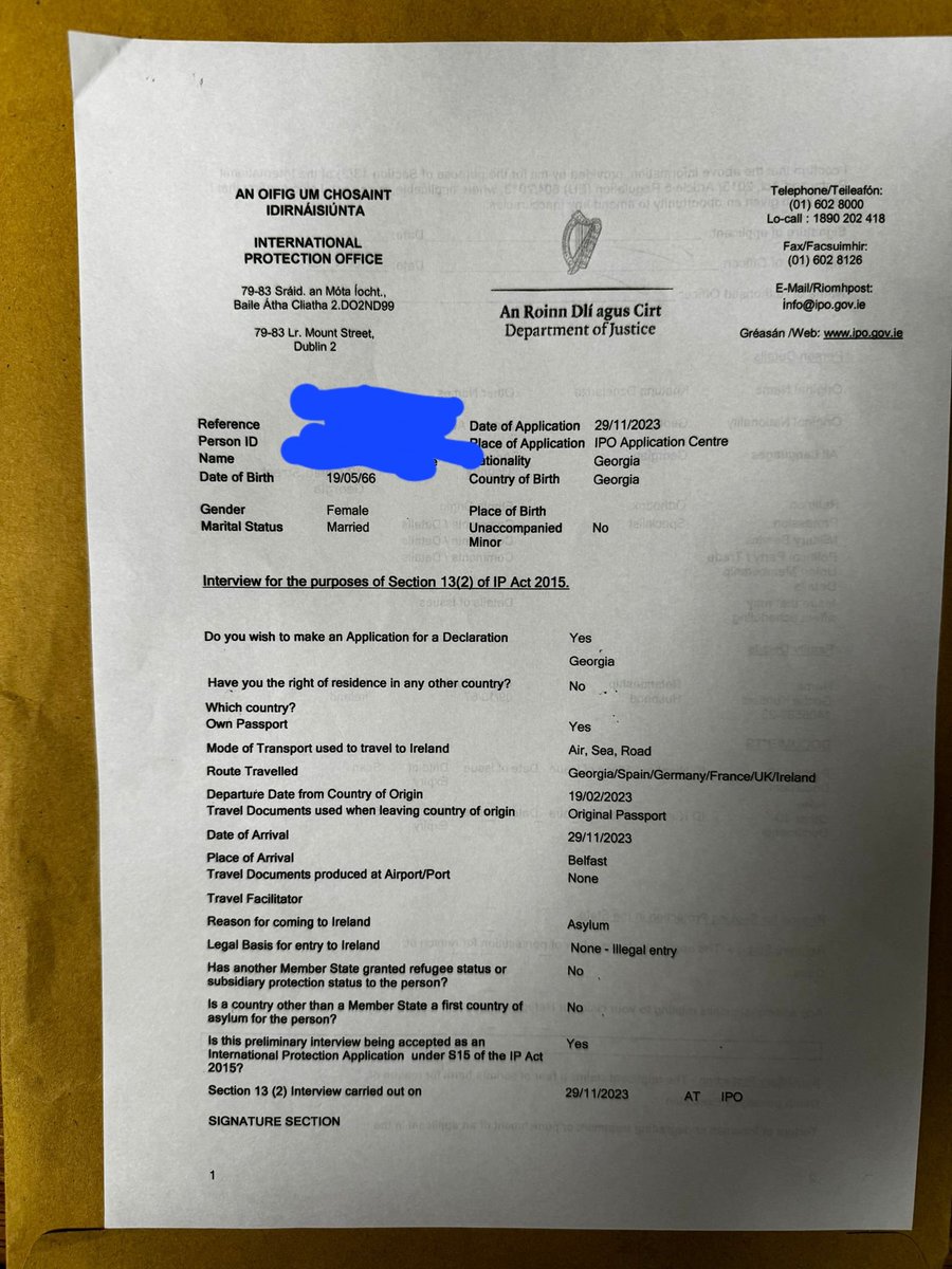 So this woman left Georgia on the 19/02/2023 and arrived in Ireland to claim asylum on the 29/11/2023. You can clearly see she was in Spain, Germany, France, UK and then Ireland. How can she claim she is an asylum seeker? When it's as clear as day she is an economic migrant.