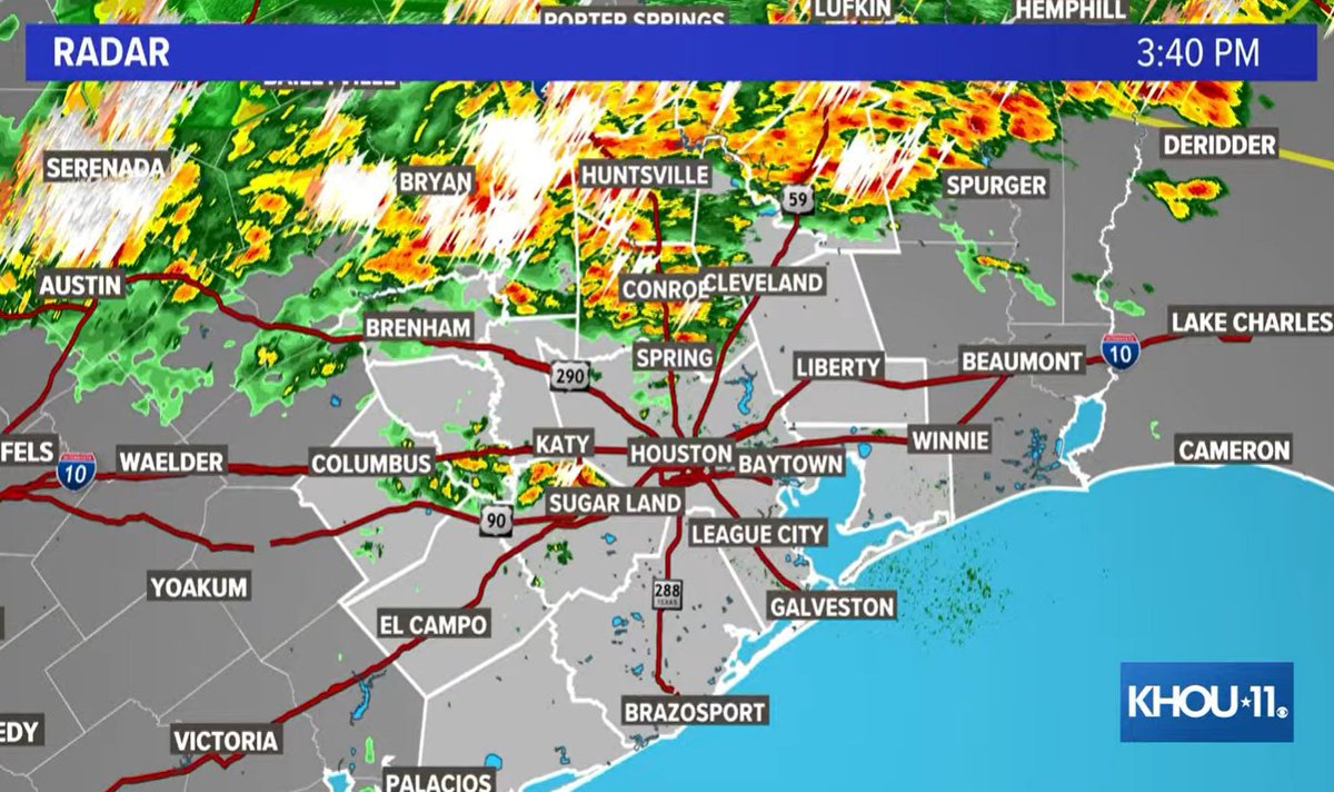 CHECK RADAR | It's a stormy afternoon across parts of Southeast Texas and a TORANDO WATCH is in effect until 10 p.m. Stay with @DavidPaulKHOU, @KimCastroWX and @ChrisRamirezWx are tracking the storms today.

Watch live: khou.com/video/news/liv…