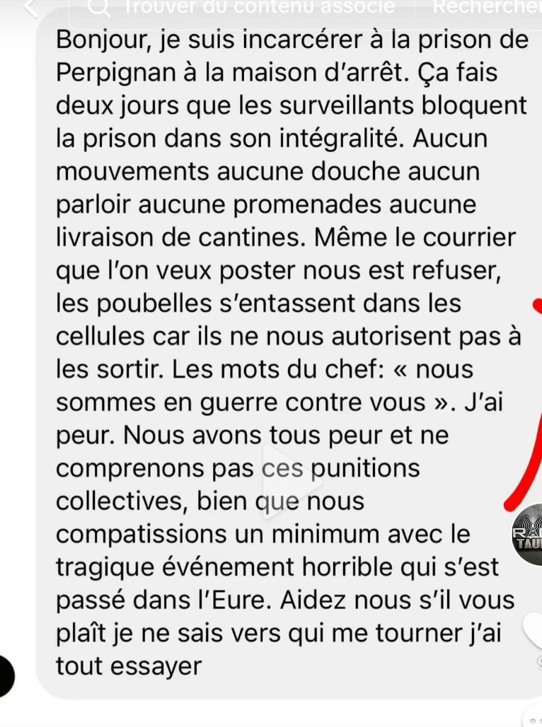 #MouvementDeMatons L'intersyndicale appelle à la poursuite des blocages de #prison demain, la #PunitionCollective se poursuit : Ambiance à Perpignan (via RadioTolard) :