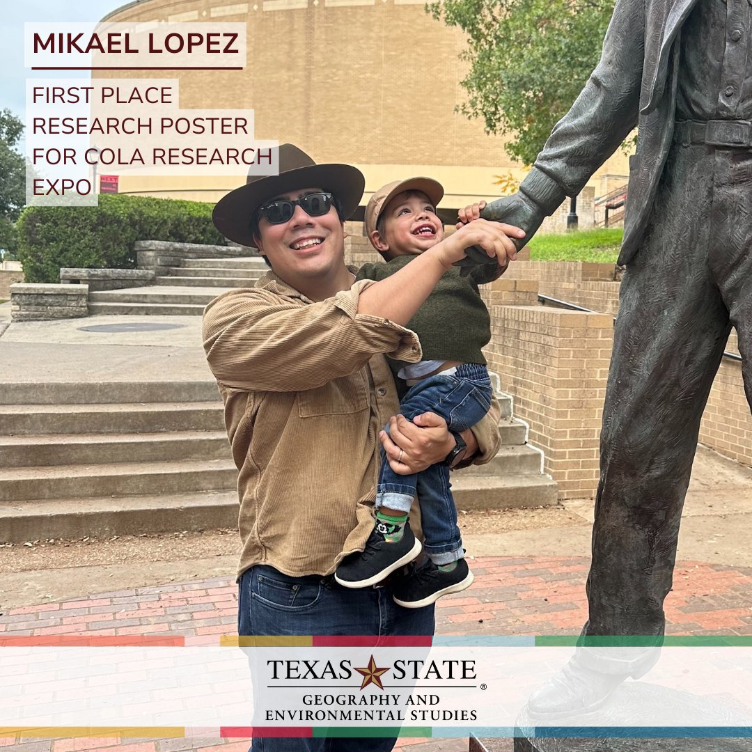 Join us in congratulating Mikael Lopez!  Lopez won First Place Research Poster for the College of Liberal Arts Research Expo and awarded $1,000 for his presentation!