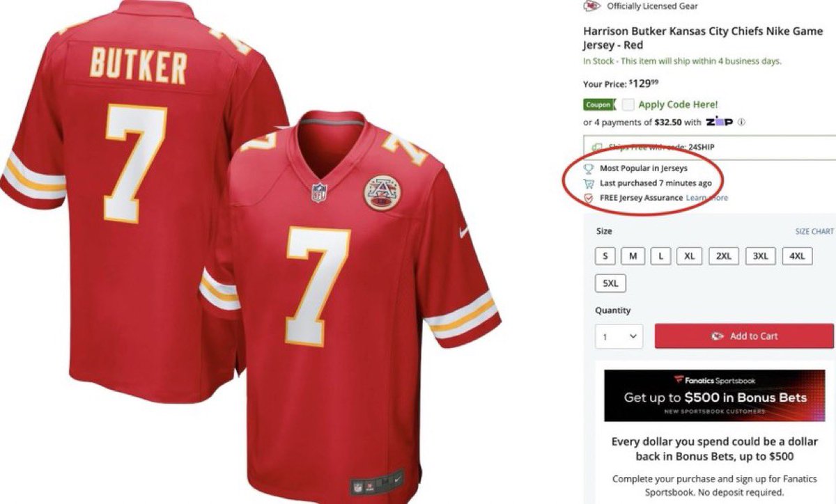 🚨BREAKING: #Chiefs kicker Harrison Butker’s jersey is now the HIGHEST SELLING jersey in the entire #NFL, after his recent controversial comments. 🤯🤯🤯 (h/t @uSTADIUM)