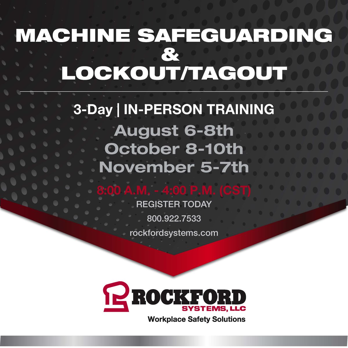 🚨 Safety Training Announcement! 🚨Our 2024 In-Person Machine Safeguarding seminars will now be 3 days long, featuring a special addition: a comprehensive Lockout/Tagout Workshop on Day 3! 🎉 Register now at rockfordsystems.com/product/machin… #SafetyFirst #LockoutTagout #MachineSafety