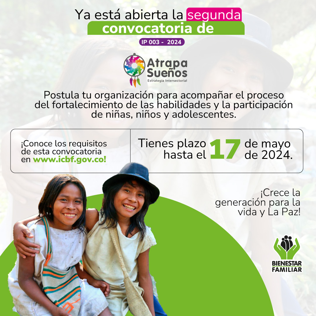 En la segunda convocatoria #AtrapasueñosParaLaVida, buscamos prevenir riesgos para niñas, niños y adolescentes, fortaleciendo la participación y sus habilidades. Si no has postulado tu organización, puedes hacerlo hasta mañana, 17 de mayo. Ingresa aquí⤵️ community.secop.gov.co/Public/Tenderi…