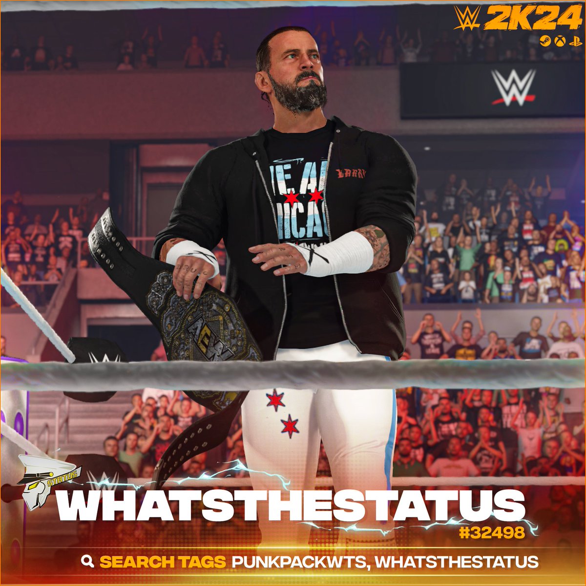 NEW! #WWE2K24 Upload To Community Creations! ★ CM Punk '22 (AEW) (InGame Edit) ★ Search Tag → PUNKPACKWTS or WhatsTheStatus ★ Via: →@WhatsTheStatus ★ Collaboration → @Kamillion2k 👉 More WWE 2K24 CAWs: shuajota.com/search/label/C…