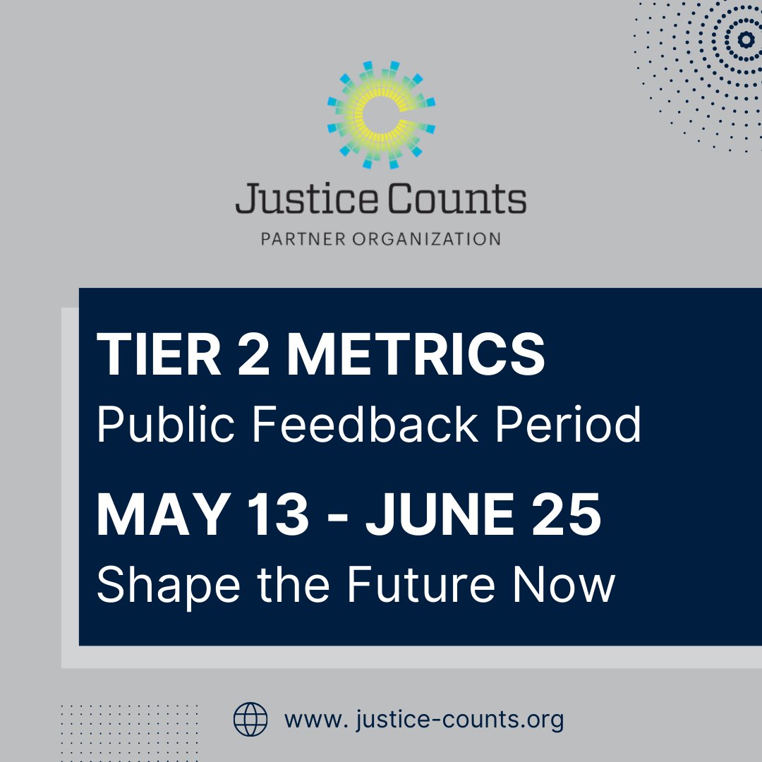 Justice Counts needs YOU! Decision-makers and the public require real insight into our criminal justice system. Leave your feedback on the latest proposed metrics & make Justice Count with @DOJBJA and @CSGJC until June 25. bit.ly/JCFBT2 #JusticeCounts