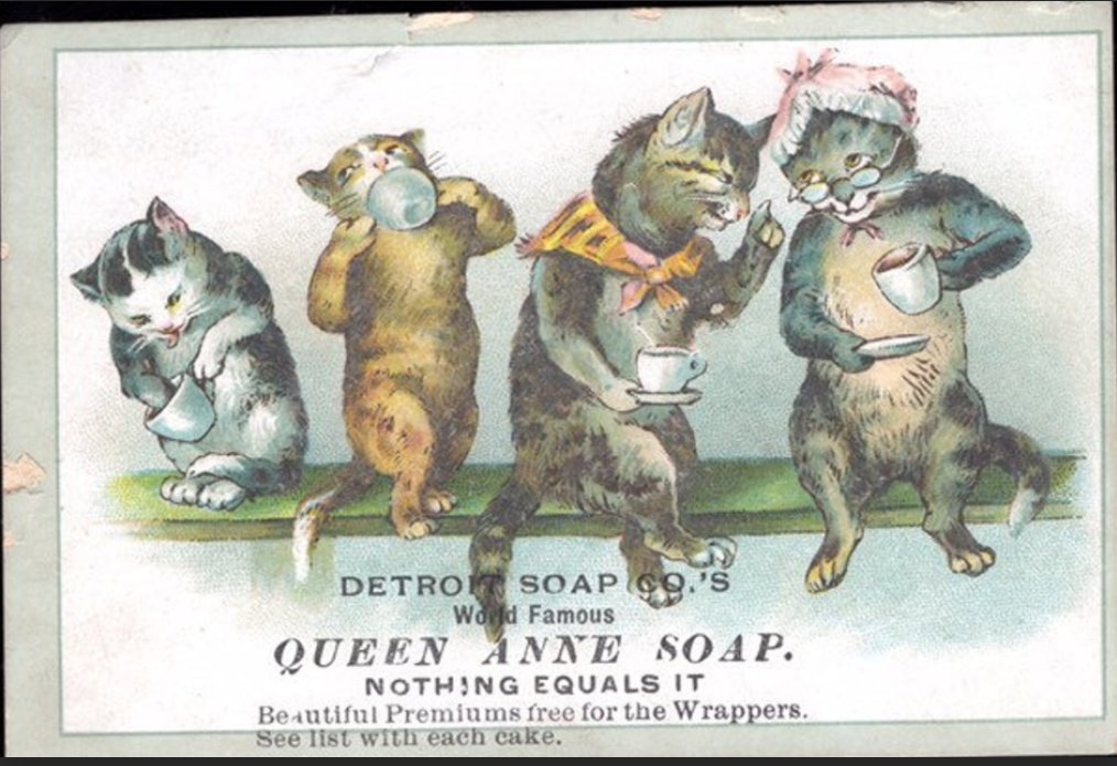 Today's Vintage Ad With Unexpected Cats. Tea party!