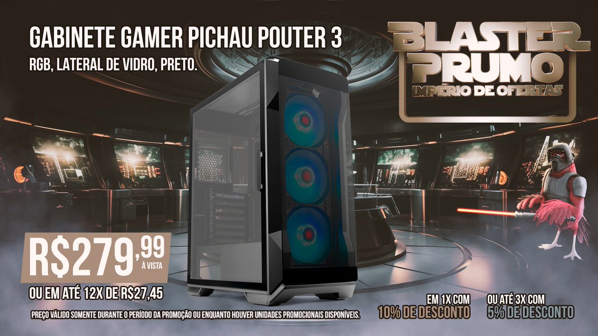 Eleve o padrão do seu setup com o Gabinete Gamer Pichau Pouter 3! 😎 Com estrutura sólida, generoso espaço interno e 3 fans RGB já inclusos, o Pouter 3 não só adiciona estilo, mas também aprimora a circulação de ar para toda a sua montagem. Confira ▶ bit.ly/39Lrw2h