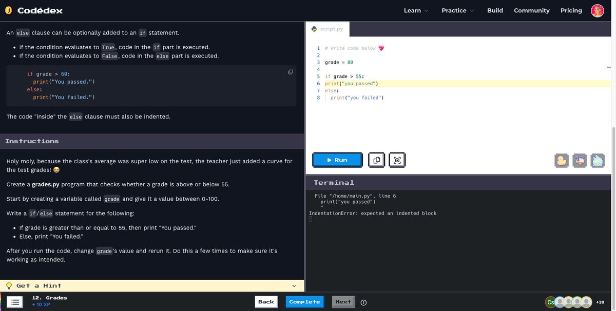 coding_mermaid's tweet image. Today I learned that in Python🐍, indentation is very important.

Where in other programming languages the indentation in code is for readability, Python uses indentation to indicate a block of code. 

🫡 noted!

#codedex #python