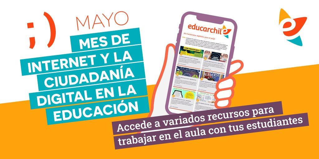 educarchile's tweet photo. 💻 Este mes de Internet y la #CiudadaníaDigital destacamos los siguientes contenidos que puedes descargar en: https://t.co/VtCLnWZLWM 👈🏼 
✳️ Ciberbullying.
✳️ Seguridad en los videojuegos.
✳️ FOMO (Miedo a perderse de algo).
✳️ Criterios para escoger una buena contraseña.
¡Y más! https://t.co/IfxPF91tJz