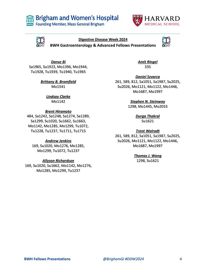 Join us at the 1️⃣2️⃣1️⃣ research &amp; clinical presentations by #BrighamGI faculty &amp; fellows at Digestive Disease Week #DDW2024!

📊103 research abstracts including:
🗣28 podium presentations
📜75 posters

🎙18 invited clinical lectures

For the full list: bit.ly/BrighamDDW2024
