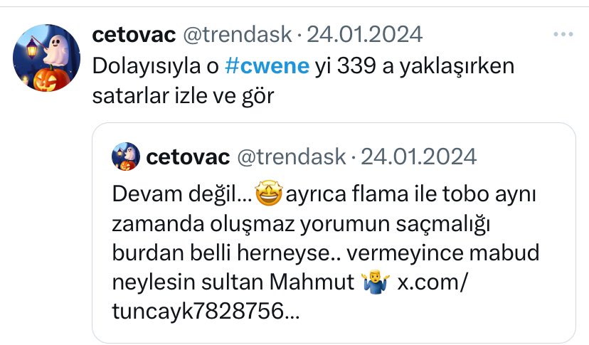 Sizin bu #cwene yi taaaaaa 5 ay önce 339 dan satmış olmanız gerekiyordu anlaşamıyoruz ne yazık ki üzgünüm ez cümle 295 e kadar tepkidir yapar yapmaz bilemiyorum