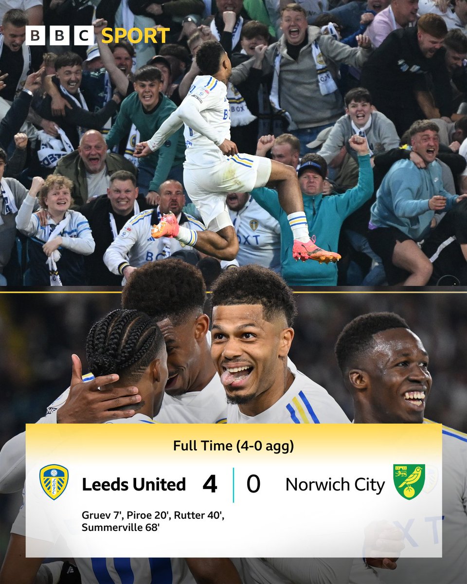 Leeds are heading to the Championship play-off final! #BBCEFL