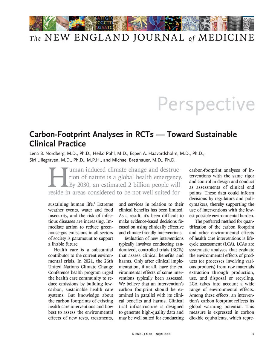 Perspective: Carbon-Footprint Analyses in RCTs — Toward Sustainable Clinical Practice nej.md/3QGhAJp #ClimateChange