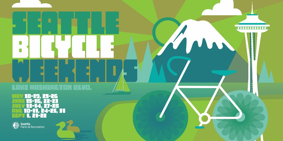 Bicycle Weekends on Lake Washington Blvd. is happening this weekend! 🚴🏾‍♂️ We invite the community to bike, jog or stroll along the boulevard between the Seward Park entrance and Mount Baker Park’s beach during the event times. brnw.ch/21wJR9G #SeattleShines