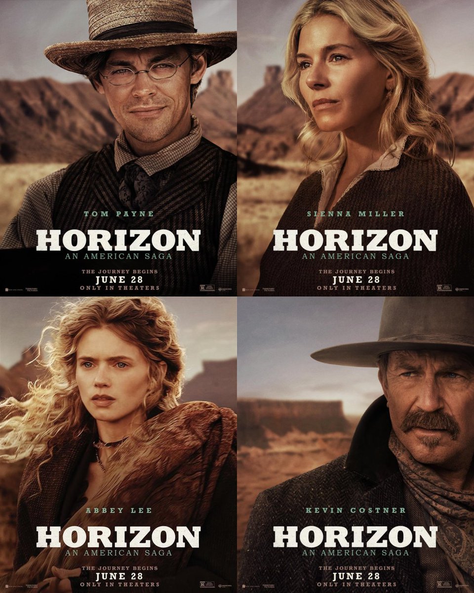 The journey west begins. Check out these new character posters for #HorizonAmericanSaga. New trailer coming tomorrow