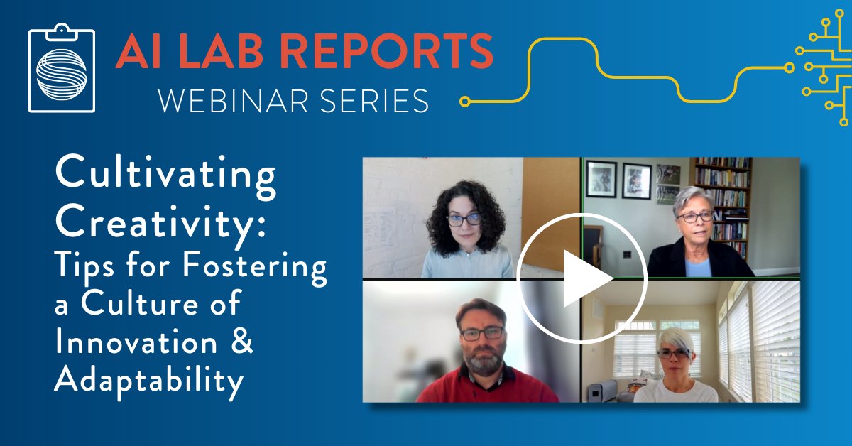 ICYMI: Earlier this week we hosted our second AI Lab Reports webinar: 'Cultivating Creativity: Tips for Fostering a Culture of Innovation & Adaptability.' 

Relive the highlights or catch up via the recording:
silverchair.cadmoremedia.com/Title/c2502f93…