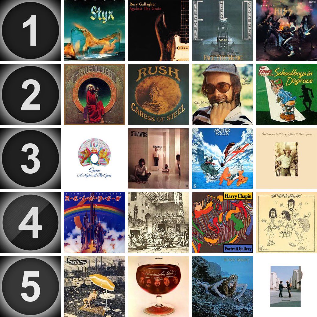 Sept-Dec 1975 Album Releases 
Pick ONE from EACH ROW