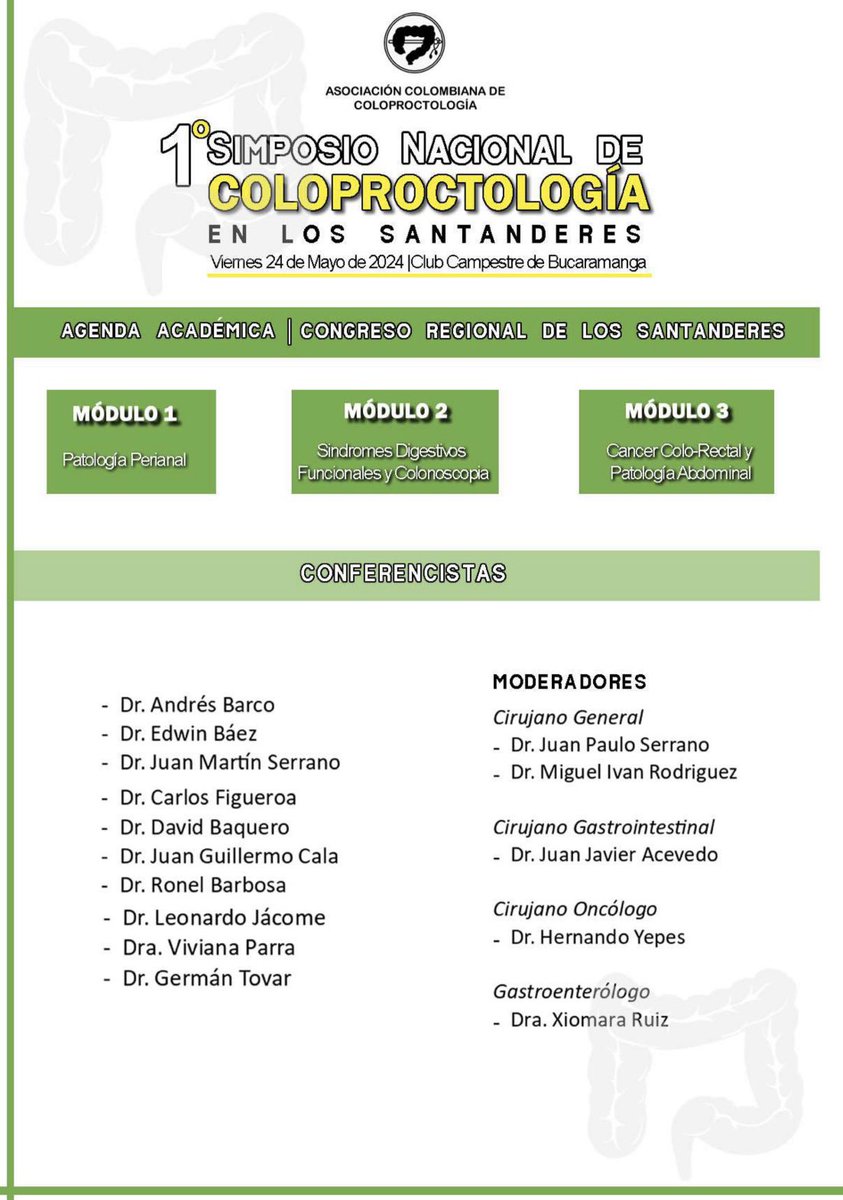 AdaBustos's tweet photo. No se pierdan el 1er Simposio Nacional de Coloproctología en los Santanderes ! Viernes 24 de Mayo 👏🏻🚨! Inscripciones aquí: https://t.co/bkakz2UiP5 @AsoColoproctolo @cfiguecoloproc @JuanGCala @RonelBarbosa https://t.co/E50v4jb35S