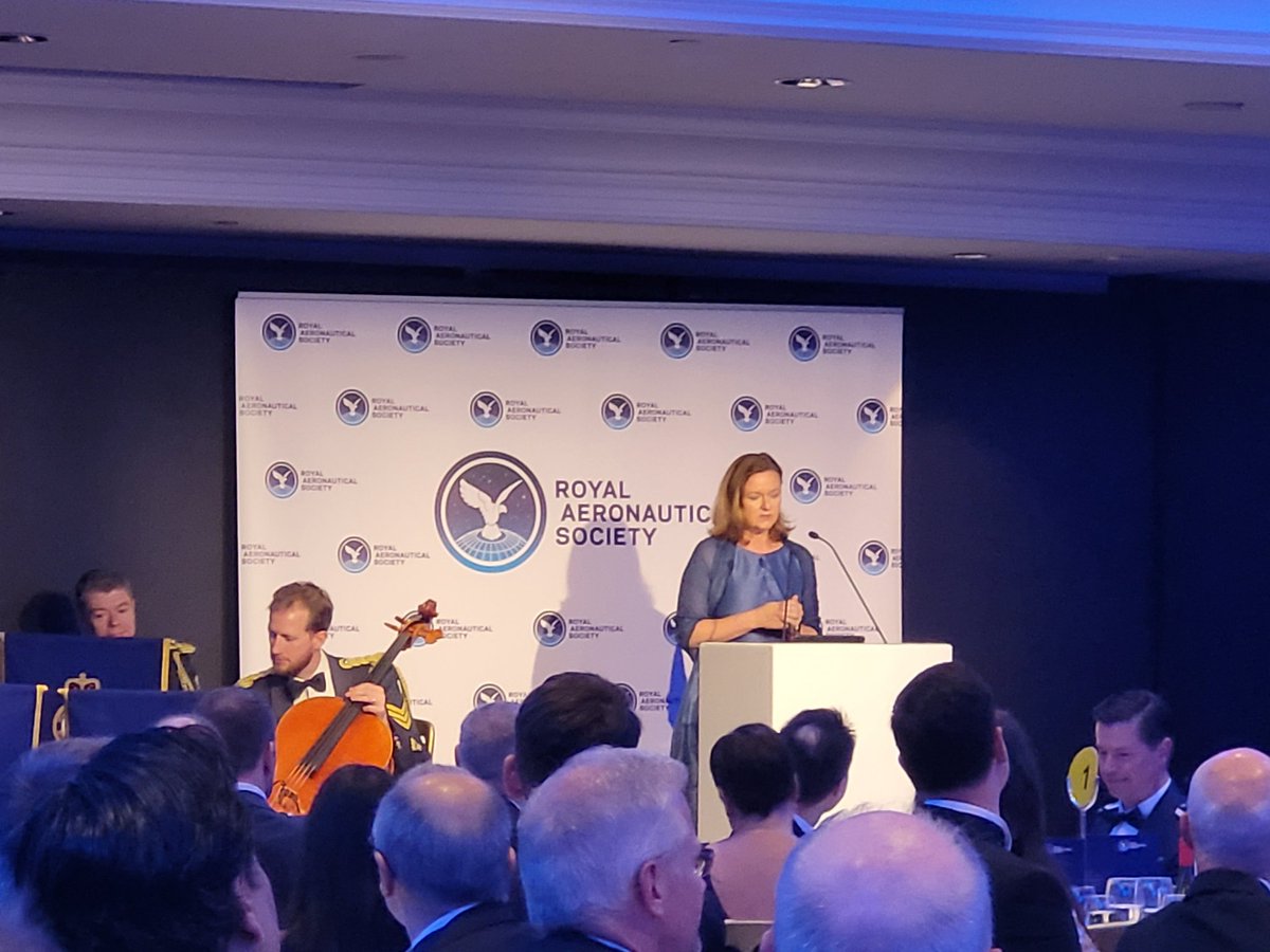 Guest speaker tonight at the RAeS Annual Banquet, Stacy A Cummings, General Manager, @NSPA_NATO - a highly topical speech given current geopolitical events #avgeek
