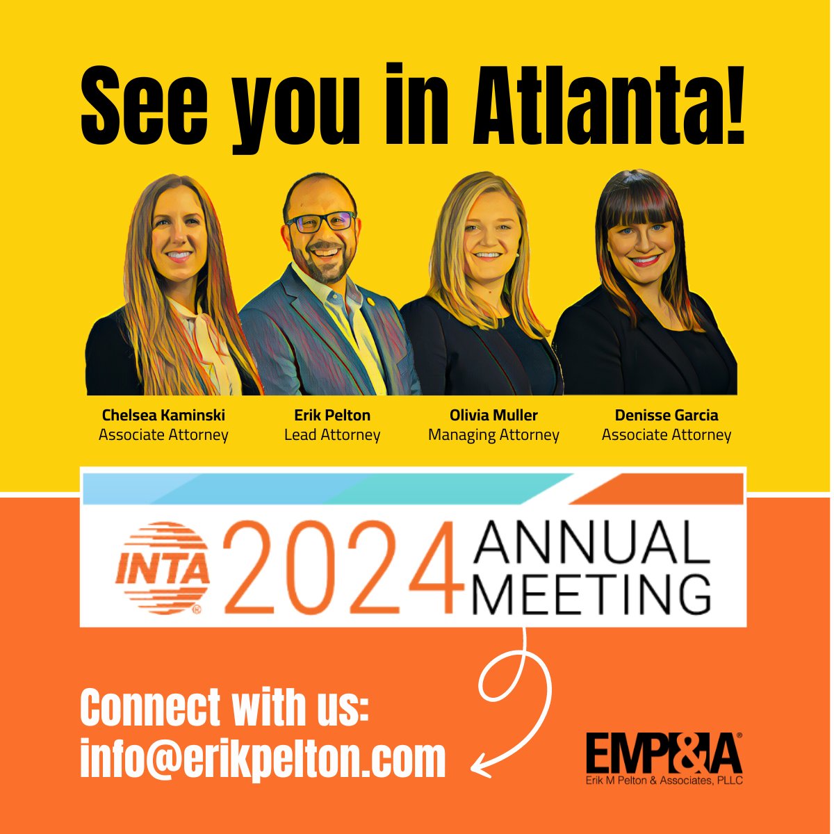 #inta2024 is just around the corner - contact us at info@erikpelton.com to schedule a meeting or connect with us at the conference. See you there! #brandidentity #trademarklawyer #brandprotection #marketing #trademark #branding #smallbusiness #advertising #iplaw #trademarklaw