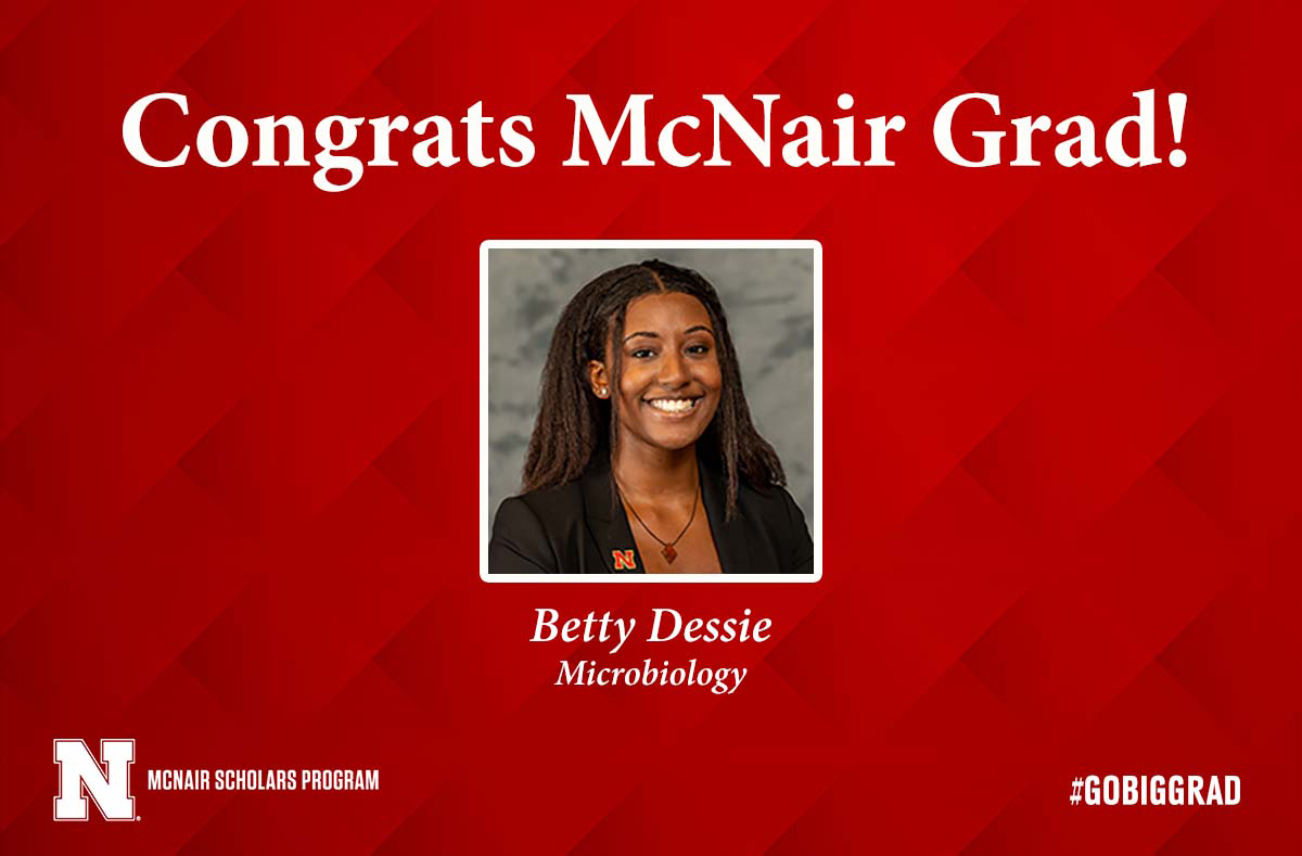 Congrats to @UNL_McNair Scholar Betty Dessie who will graduate on May 18 with a bachelor’s degree in microbiology. She has been working with Dr. Michael Herman from @UNLsbs on virulence mechanisms and factors of S. maltophilia. So proud of you Betty! 👏🎉🎓