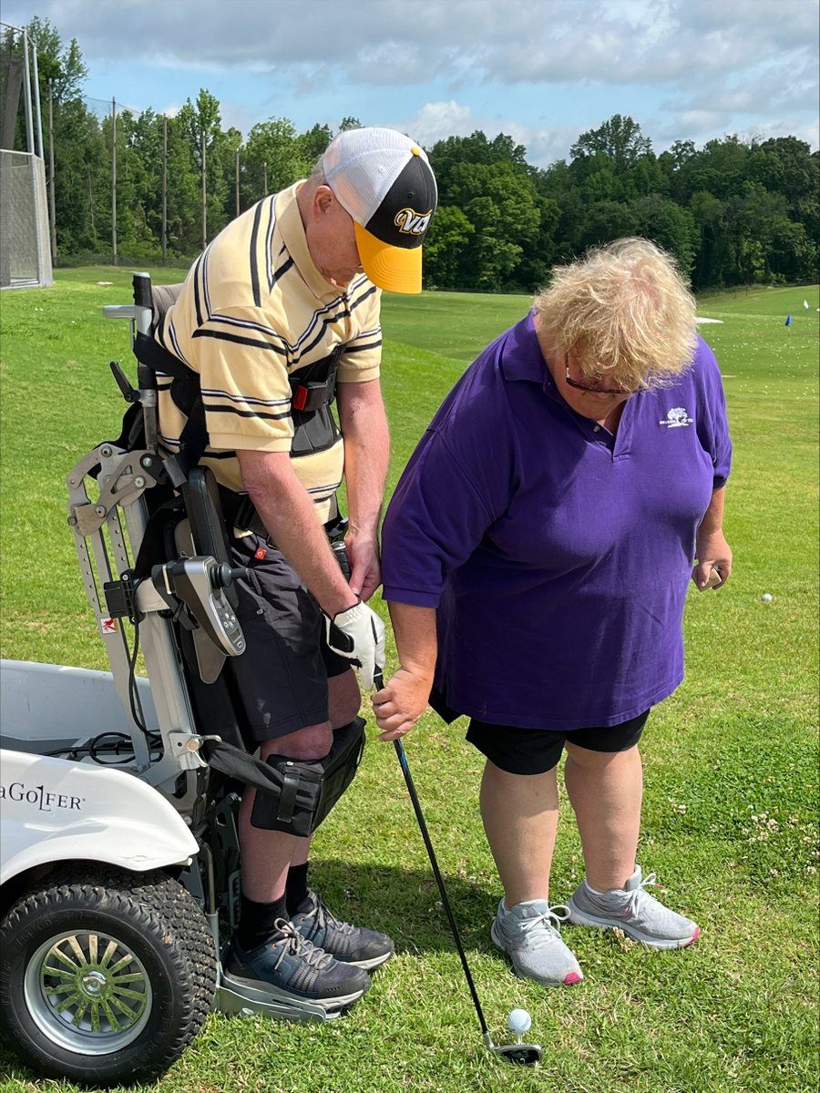 The sun is out, and our #AdaptiveGolfClinic participants are mastering the greens and loving every sunny swing. 🏌️‍♂️☀️ #adaptivegolf #ParaGolfer #adaptivesports #recreation #recreationtherapist #recreationtherapy #therapeuticrecreation #spring #warmweather