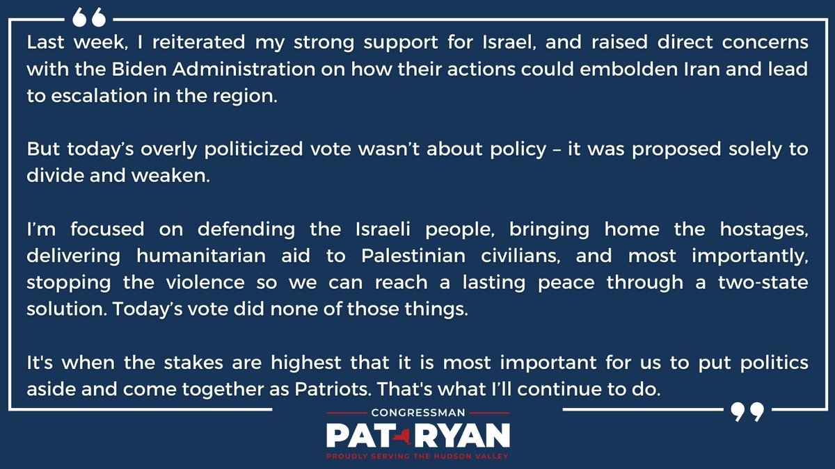 It's when the stakes are highest that it is most important for us to put politics aside and come together as Patriots. That's what I’ll continue to do.