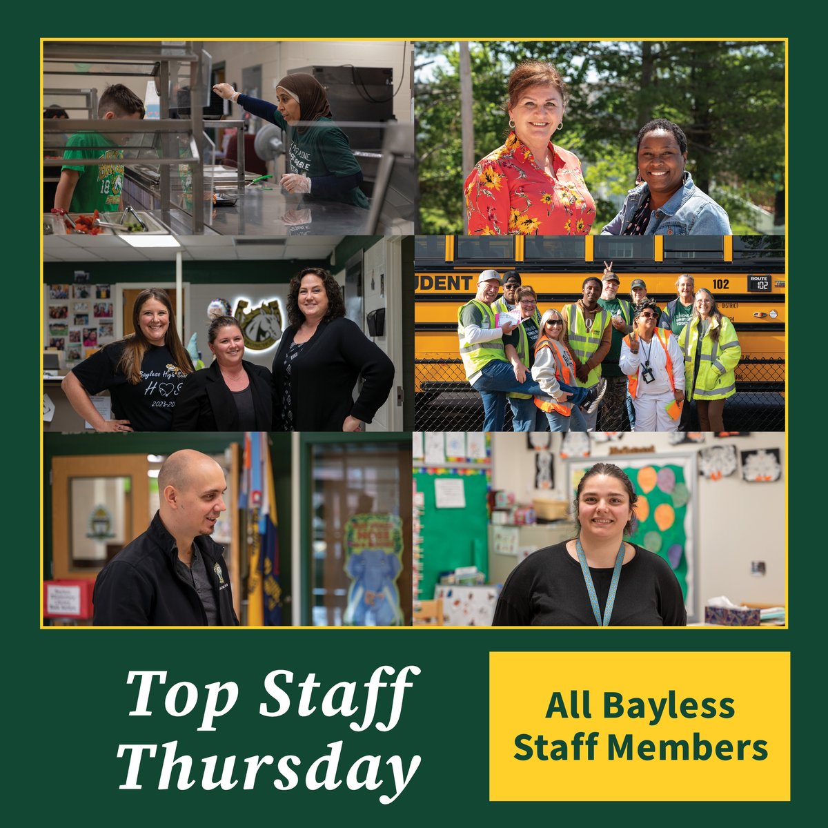 Today is the final #TopStaffThursday of the school year! These last 10+ months would not have been possible without the hard work of everyone on the Bayless staff. Our community could not be more thankful for them. #BringTheStampede