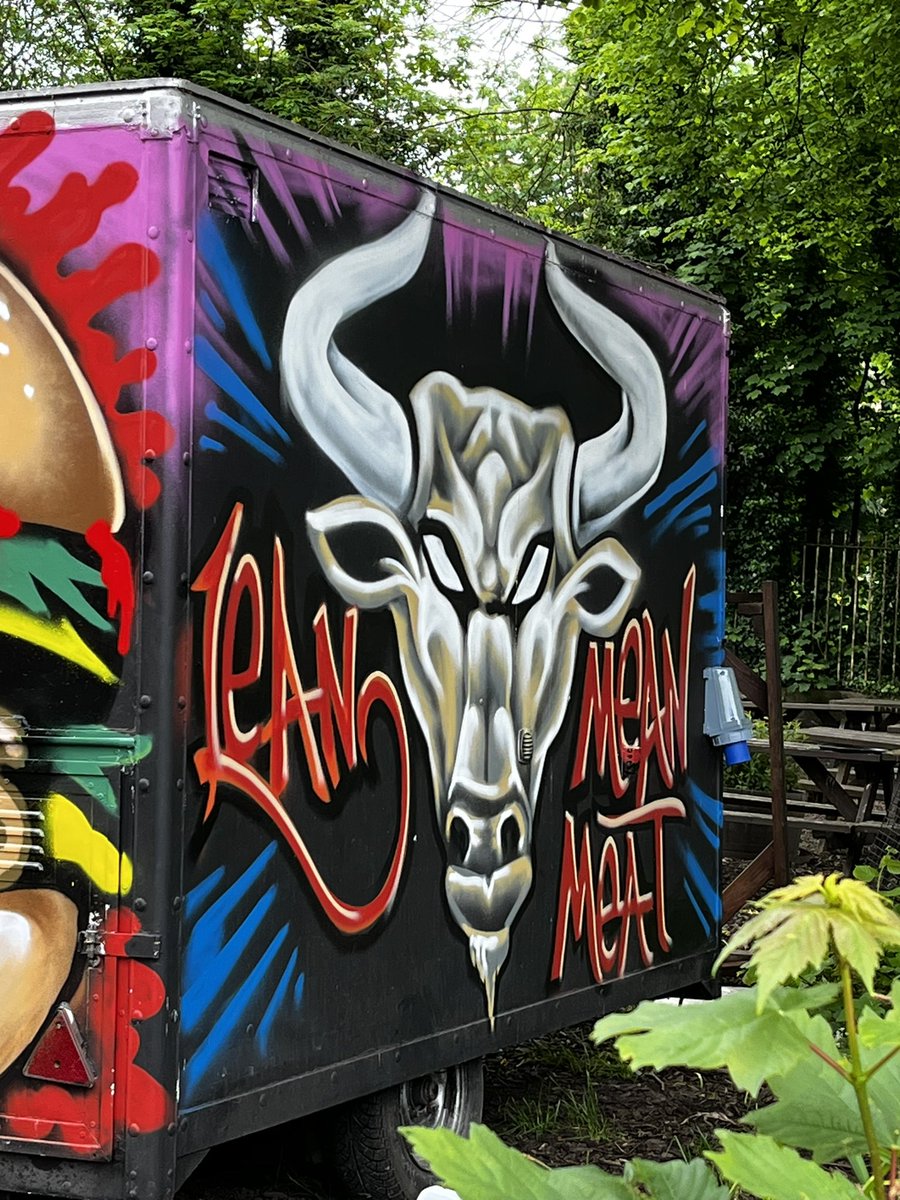 The beer garden burger van keeps changing its art and throwing up tag names for @canders_daniels and @RyanBartram… and with a knock off Brahma Bull to boot!