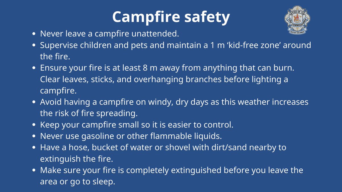 IF you are permitted to have a recreational fire in your region follow the safety tips below: