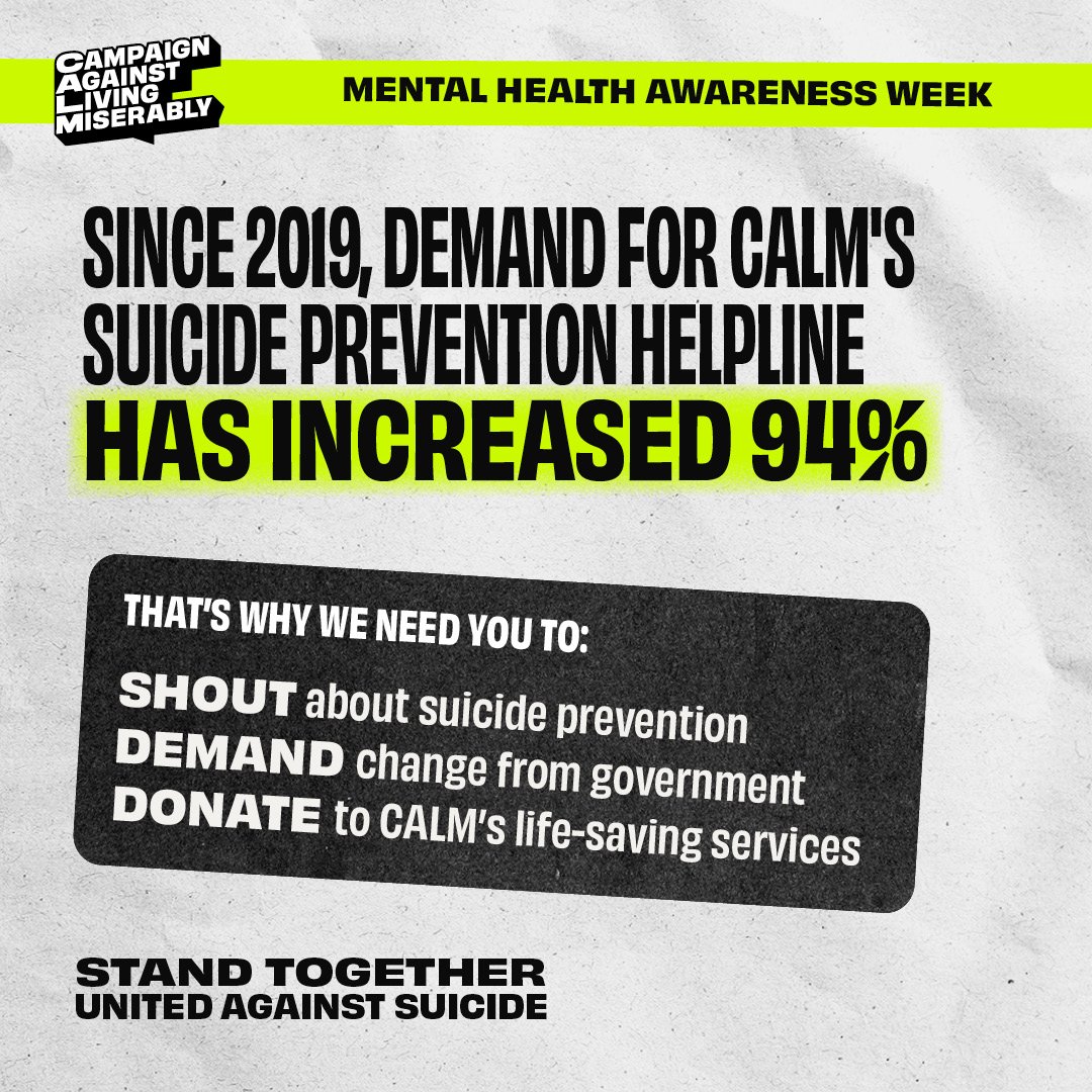 ICYMI... This #MentalHealthAwarenessWeek, we are standing with our partners @theCALMzone to make suicide prevention a priority. Here’s what you can do ⬇️