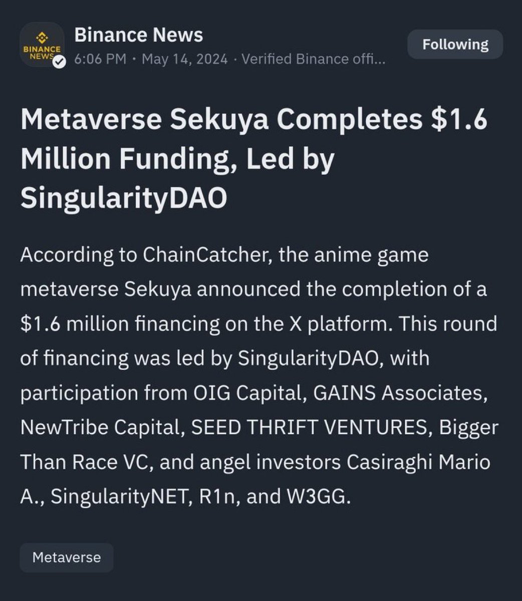 #BinanceNews anuncia o sucesso do launchpad de $SKYA #SDAO!

Como está nossa comunidade? Pronta para a listagem oficial!

@sekuyaofficial confirmou hoje que a listagem ocorrerá no dia 21 de maio!

Se você está nessa jornada conosco, comente aqui $SKYA #skya $sdao!

🛑E se perdeu