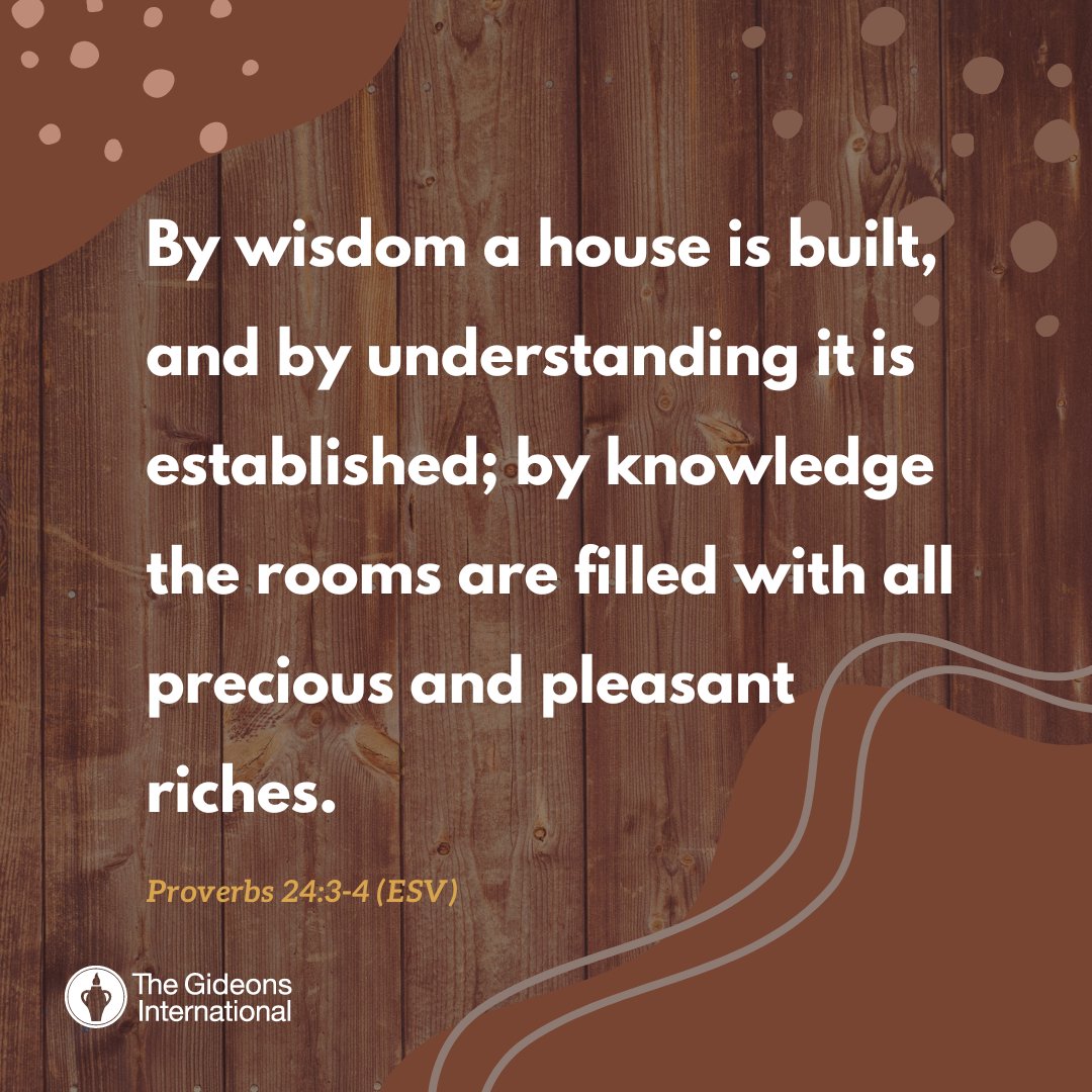 Build your life on Godly wisdom. #verseoftheday #thegideons #wisdom
